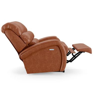 Imagem de Poltrona Do Papai Reclinável Napoli Elétrica Botão Led Pu Caramelo Brilho Fh1