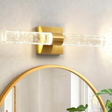 Imagem de Lâmpadas de Parede LED Lâmpada de Espelho Banheiro Arandela Moderna Nórdica Minimalista Acrílico Metal Iluminação de Parede para Sala de Estar Quarto Cabeceira Escada (Luz Neutra Dourada, 40 cm)