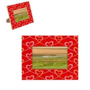 Imagem de hongjinglin Porta-retrato de 10 x 15 cm, moldura de madeira com estampa de coração, amor, vermelho, com tapete para parede e mesa, para decoração de casa e amigos da família, ideias de presente de