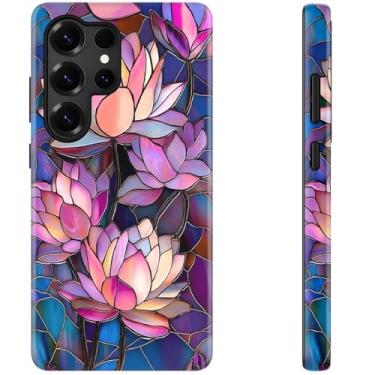 Imagem de DEENAKIN Capa fofa para Samsung Galaxy S23 Ultra - Compatível com carregamento sem fio - Silicone macio de camada dupla + capa rígida - Design elegante de flores silvestres - Capa de telefone chique