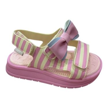 Imagem de Sandália Papete Infantil Pampili Petit Listras Branca Off White Rosa (Branca Off White Rosa, BR, Criança de 4 a 8 anos, Numérico, P, 25)