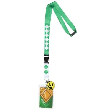 Imagem de Cordão de identificação Power Rangers Green Ranger com cartão de personagem e pingente de borracha Dragonzord Dragon Foot Emblem