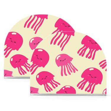 Imagem de Wassud Porta-guardanapos acrílico de água-viva fofo, dispensador de guardanapo de papel moderno em forma de U para mesa, cozinha, sala de jantar, bancada 2 peças (comporta 50-60 guardanapos)