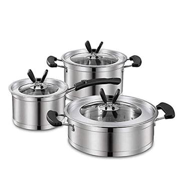 Imagem de Conjunto de utensílios de cozinha, cozinha doméstica multifuncional ou sala de jantar, conjunto de pote de sopa e pote de leite, conjunto de 3 peças