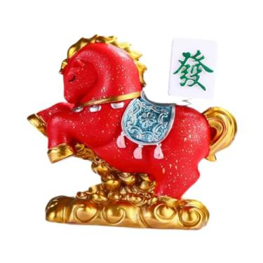 Imagem de Wswqop Escultura de Cavalo em Resina, Estilo Feng Shui. Ideal para Presente, Item de Colecionador, Escultura de Animal Ou Decoração de Mesa Ou Lareira, D, Tamanho real