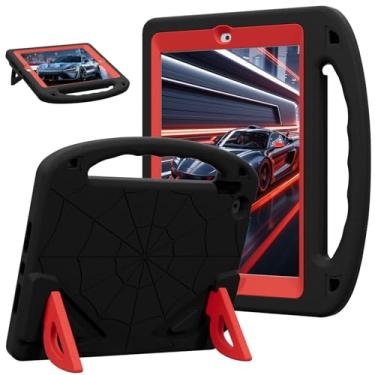 Imagem de LKOOZO Capa infantil para iPad 9ª/8ª/7ª geração (iPad 10,2 polegadas 2021/2020/2019), capa à prova de choque com protetor de tela (preto + vermelho)