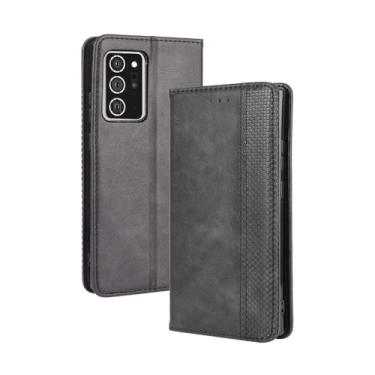 Imagem de Capa flip de couro para Samsung Galaxy Note 20 Ultra,Flip magnético retro,Caso de telefone de couro PU,Design de carteira com 3 slots de cartão e 1 clipe de dinheiro -Black