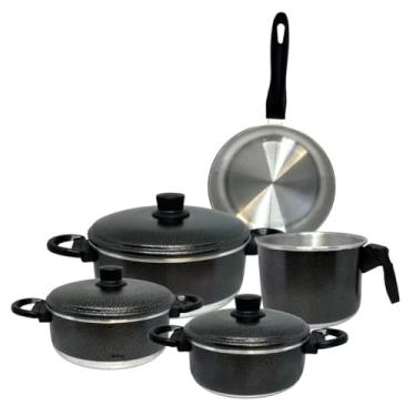 Imagem de Jogo de Panelas 5 Peças com Frigideira Antiaderente Alumínio Cozinha Moderna