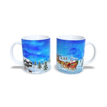 Imagem de Caneca de Cerâmica 325ml com Tema de Natal, Bolas de Natal Coloridas com Laços, Branca (17)