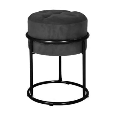 Imagem de Puff Argola Decoraçao Quarto Banqueta Ferro Pulf Penteadeira Sala puff redondo para Quarto, Sala e penteadeira(Cinza Chumbo/Preto)