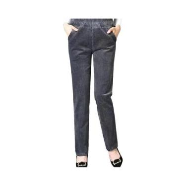 Imagem de Calças Lápis De Veludo Cotelê De Cintura Alta Para Mulheres, Outono In