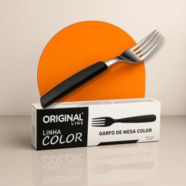 Imagem de Kit 36 Garfos Mesa Churrasco Aço Inox Cabo Plástico Color cor preto - 