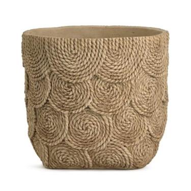 Imagem de Cachepot Vaso Decorativo De Cimento Fibra Natural Bege 23x26cm Mart