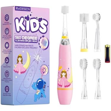 Imagem de ReDISEN Escova de dentes elétrica infantil de 360 graus com luzes LED divertidas, temporizador de 2 minutos embutido, cerdas extra macias e cabo ergonômico – ideal para idades de 1 a 12 anos, 4