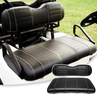 Imagem de SHUNCHENXIANG Capas de assento de carrinho de golfe para EZGO TXT 1994-2013 almofada de assento dianteiro, listra personalizada de couro macio confortável/antiarranhões/fácil de limpar