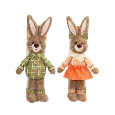 Imagem de ＫＬＫＣＭＳ Conjunto de 2 protetoras para puxadores de geladeira com coelhinho da Páscoa, acessórios para eletrodomésticos de cozinha, decoração lavável de