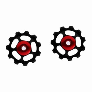 Imagem de Cryfokt Acessório de Polia de Desviador Traseiro de Roda de Liga de Alumínio CNC 11T para Mountain Bike, Rolamentos de Esferas Antiferrugem Leves e Duráveis ​​para Entusiastas do Ciclismo (Preto)