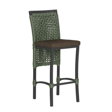 Imagem de Banqueta Em Alumínio Roma Preta Corda Náutica Tecido 9 Verde