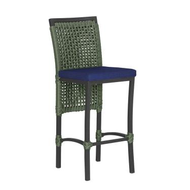 Imagem de Banqueta Em Alumínio Roma Preta Corda Náutica Tecido 10 Verde