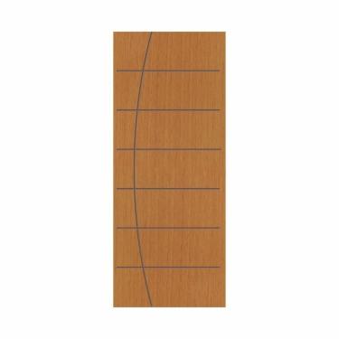Imagem de Porta De Madeira 210x80cm Espessura 3,5cm Mmc Eucaplac Frisada Tivoli Eucatex Nogal Mel