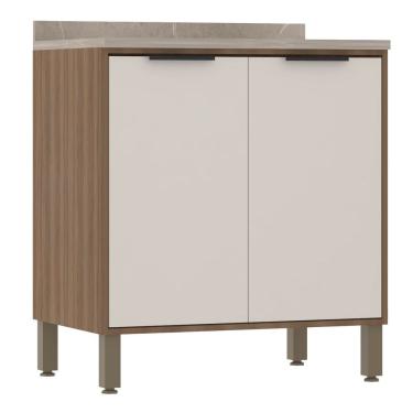 Imagem de Balcão De Cozinha Com Tampo 80 Cm 2 Portas De Abrir Aspen Luciane Móveis beige