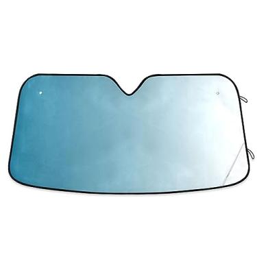 Imagem de Viseira de sol de carro gradiente azul, bloqueador solar de para-brisa de carro, proteção UV para-sol dobrável para janela de carro, tela solar para para-brisas de carro, acessórios de carro