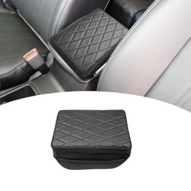 Imagem de RUIANTE Capa de console central compatível com Nissan Rogue 1ª geração 2008-2013 dupla camada de couro napa protetor de braço com 2 bolsas de armazenamento acessórios (losango preto)