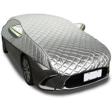 Imagem de Meia capa de proteção contra granizo, 5 camadas de tafetá à prova d'água 210T resistente com acolchoamento duplo de algodão, resistente ao sol e chuva UV, resistente à neve, ajuste Sedan de 4,5 a 5,2