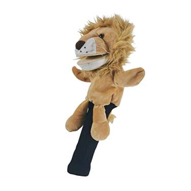 Imagem de Almencla Capa de para taco de golfe de pelúcia, capas de madeira para golfe de animais preciosos, para de, Leão