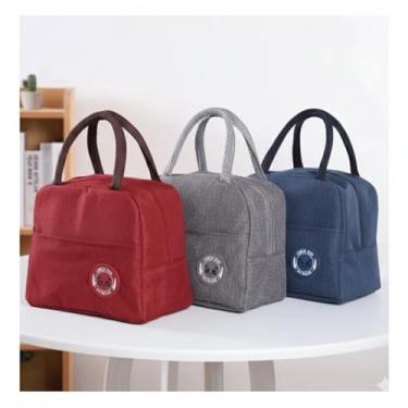 Imagem de Bolsa Térmica para Almoço em Tecido, Design Casual, 4 Cores Disponíveis - Vermelha, Cinza, Azul Marinho e Preto, Alça Dupla, Ideal para Refeições