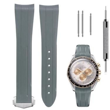 Imagem de Pulseira de silicone líquido premium de 20 mm, compatível com Omega Speedmaster Professional Moonwatch 42 mm, Seamaster & Swatch x Omega MoonSwatch, pulseira de borracha macia com textura linear fina