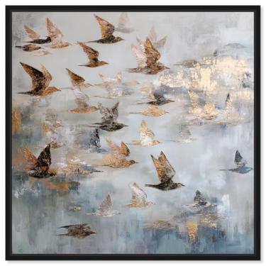 Imagem de Sky Full of Wings II Impressão em tela Farmhouse Wall Decor por Art Remedy, moldura preta, 76 x 76 cm