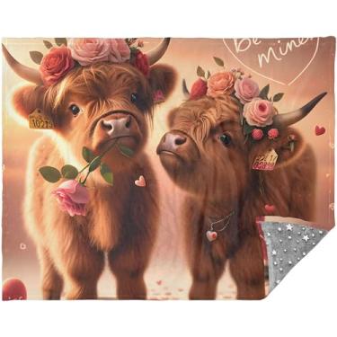 Imagem de TSENQUE Cobertores e mantas fofas de vaca Highland para sofá 177,8 cm x 139,7 cm cobertor feminino para homens e mulheres cinza cobertores difusos personalizados
