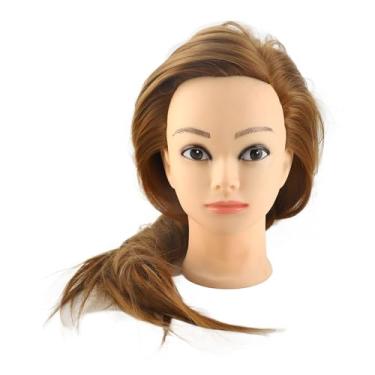Imagem de Generic Cabeça de Manequim de Cosmetologia, Boneca de Manequim de Treinamento Fofo para Prática de Penteado para Professores de Beleza ou Estudantes, Comprimento de 25,6"