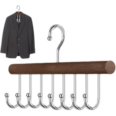 Imagem de Cabide de madeira com vários ganchos, cabide multiuso para armário, rack de armazenamento para guardar espaço para roupas íntimas, sutiãs, coletes, organizador (cor vintage)