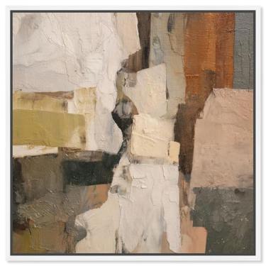 Imagem de Fissured Field I Impressão em tela Boho Brown Wall Art por Art Remedy, moldura branca, 12 x 12