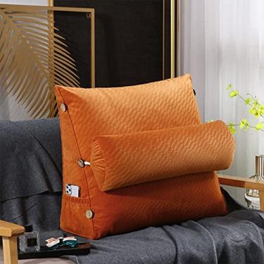 Imagem de BAGASI Almofada de leitura triangular, almofada de descanso para sofá-cama, almofada de cunha, descanso macio para as costas, almofada de cunha com almofada de pescoço ajustável, laranja, 45 x 48 x 20