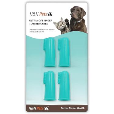 Imagem de H&H Pets Escovas de dentes para cães – Conjunto profissional de escovas dentárias para cães, filhotes, gatos, cerdas macias, tamanho pequeno, 4 unidades - silicone