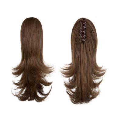 Imagem de Peça de extensão de rabo de cavalo, peça de extensão de rabo de cavalo longo encaracolado. Com uma aparência realista. Conjunto de peruca artificial. Adequado para mulheres (duas cores).