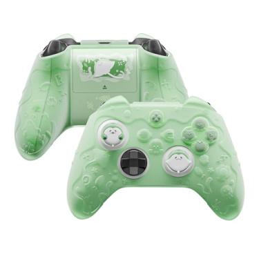 Imagem de PlayVital Capa de silicone para controle Xbox Series X/S, linda série Ocean Whisper, aderência de silicone semitransparente para controle de cabos Xbox Core com aderência de polegar e adesivo