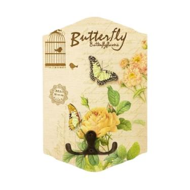 Imagem de Porta Chaves De Parede Com Ganchos Madeira Decorativo Multiuso 1 e 2 Ganchos Cozinha Café Chapeu(Ref2)