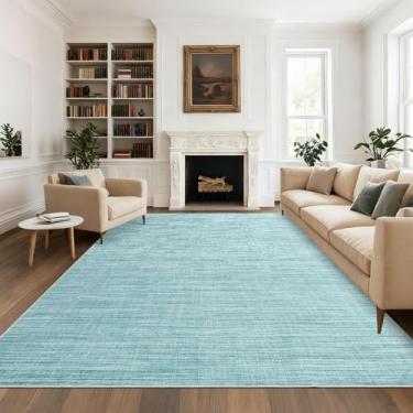 Imagem de Tapetes de área de 22 x 30 cm para sala de estar, lavável, sólido, grande, antiderrapante, macio, moderno, abstrato, sala de jantar, tapete minimalista, clássico, liso, tapete para berçário, cozinha