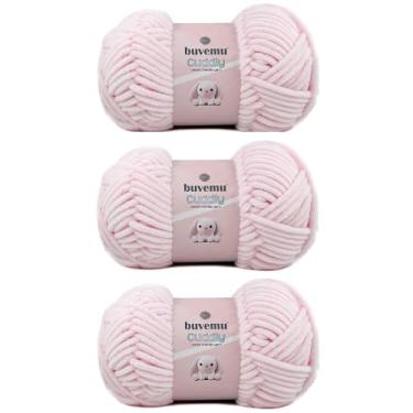 Imagem de Fio de chenille de veludo fofo, supermacio, volumoso, para tricô, crochê, amigurumi, durável para queda, 100 gramas (100 g) 100 metros (rosa pó) (3 novelos)