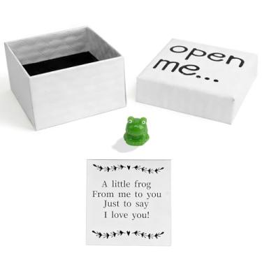 Imagem de Hying Presente I Love You para namorada, namorado, mini sapo, caixa de fósforos de presente de dia dos namorados com cartão de palavras doces para ela presentes de relacionamento de longa distância