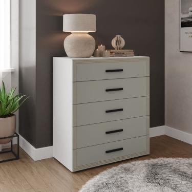 Imagem de Cômoda Valência 5 Gavetas Branco Verde Politorno Móveis
