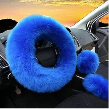 Imagem de Yontree Fashion Capa de volante fofa para mulheres/meninas/mulheres Austrália pura lã 38 cm 1 conjunto 3 peçasYontree Long Hair azul YT002