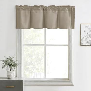 Imagem de Hiasan Cortinas de sanefa para cozinha, sala de estar, porão e janelas de banheiro, janela pequena, topo curto sólido de fazenda, painéis de cortina com bolso de haste curta - 91 x 40,6 cm