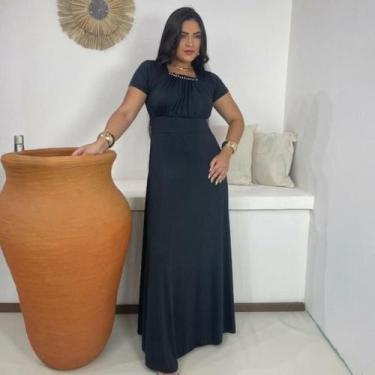 Imagem de Vestido Longo Plus Size Bolinhas Liso Moda Evangélica Feminina - MISS 