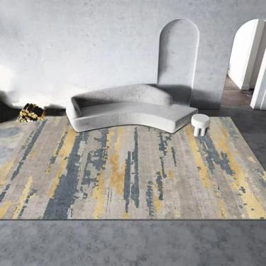 Imagem de Tapete decorativo abstrato para sala de estar, decoração simples, tapete para quarto, antiderrapante, fácil de limpar, tapete para mesa de centro (tapete de porta 60x90cm/sem fiapos)