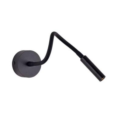 Imagem de Arandela Luminária de Cabeceira Leitura Flexivel Preta Led 3W 3000K Bi